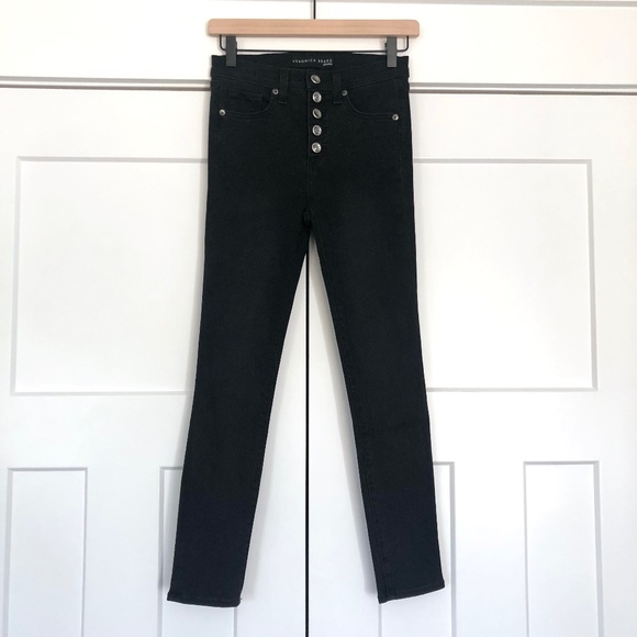 ❤️ Veronica Beard Debbie 10" Skinny Jeans Coal Rhinestone Buttons Black Size 25 - Picture 5 of 15